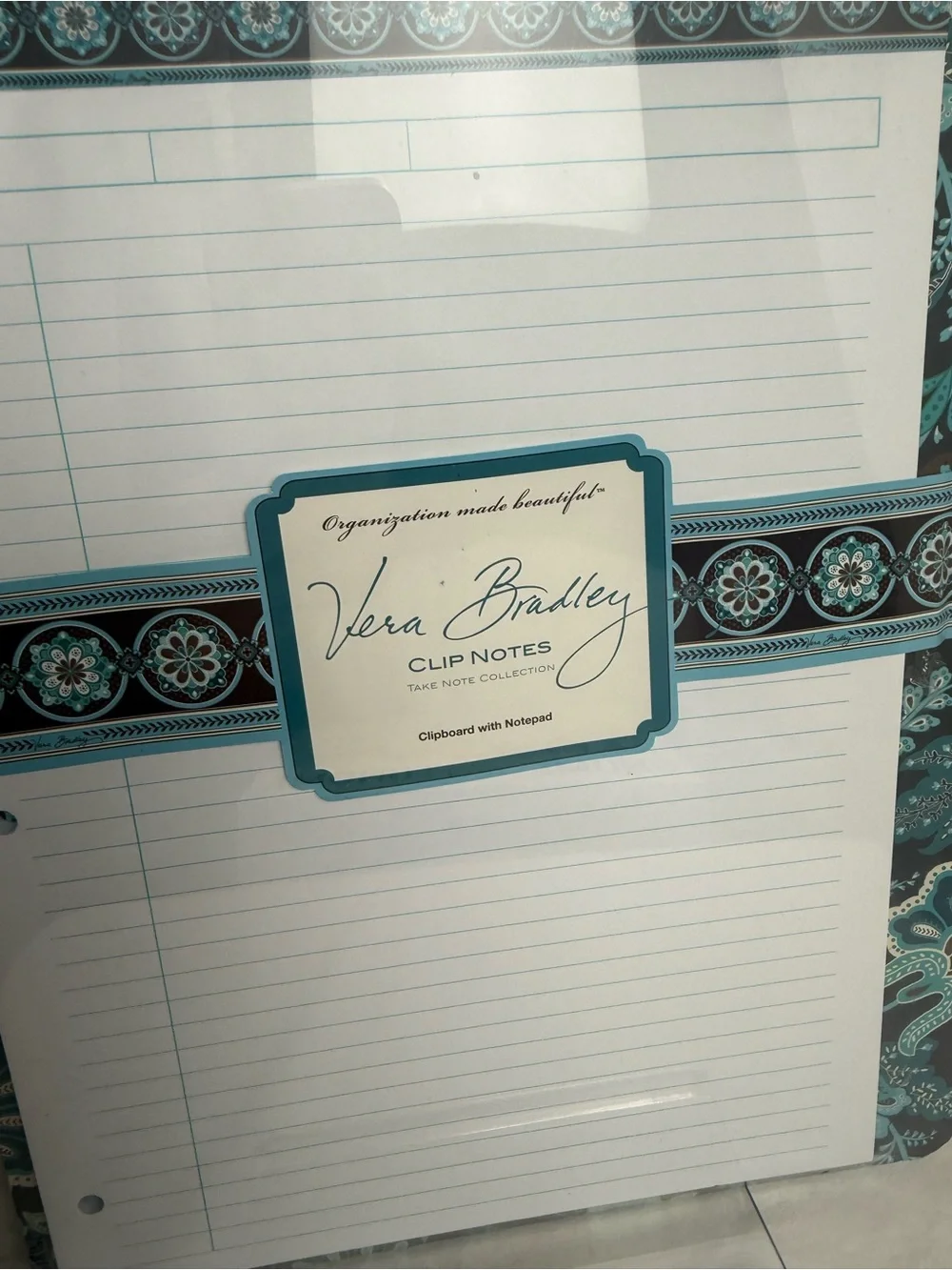 NWT Vera Bradley Java Blue Clipboard And Note Pad Set